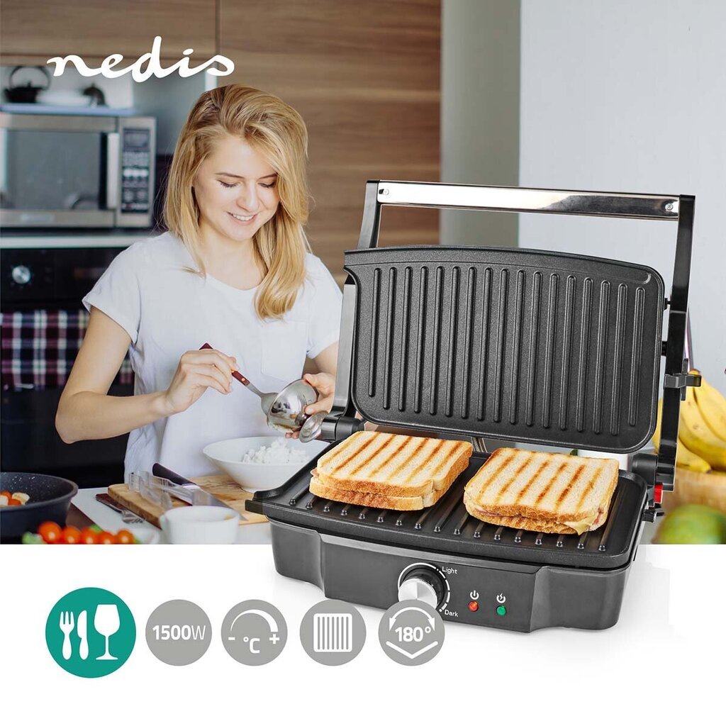 Nedis Yhteystaso Grilli | 1500W | 27.8 x 17cm Levy hinta ja tiedot | Kotitaloustarvikkeet | hobbyhall.fi