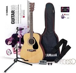 Yamaha Guitargo - Starter Set - Akustinen kitarasarja aloittelijoille ja palauttajille - mukaan lukien jouset, poiminnot, gigbag, viritin, kitarajalusta ja paljon muuta hinta ja tiedot | Kitarat | hobbyhall.fi