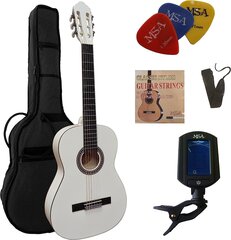 4/4 kitara - Konserttikitara sarjassa - klassinen - valkoinen - katto Lindenholz - laukku - bändi - Saiten - 3xpik - Turking Device ET33B - C26 hinta ja tiedot | Kitarat | hobbyhall.fi