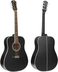 Winzz Black Acoustic Guitars 4/4, aloittelijakitarat 41 tuumaa kitarakotelolla, viritin, vyö, poiminnot, ylimääräinen merkkijono ja kitarajalusta hinta ja tiedot | Kitarat | hobbyhall.fi