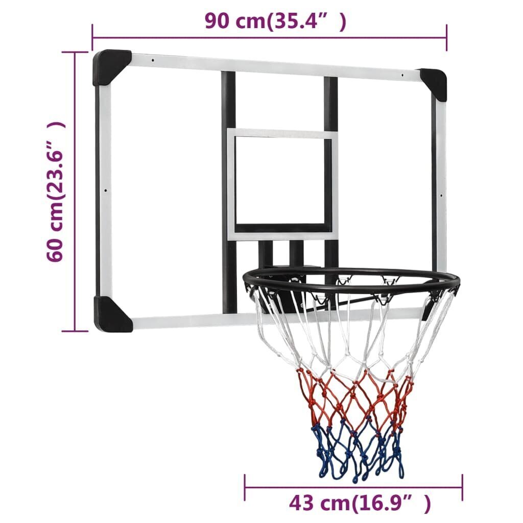 Koripalloteline läpinäkyvä 90x60x2,5 cm polykarbonaatti hinta ja tiedot | Koripallokorit | hobbyhall.fi