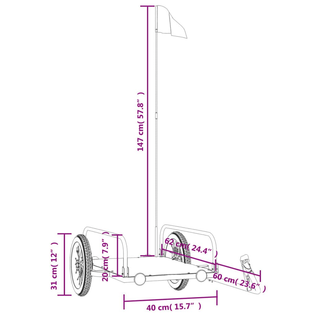 vidaXL Peräkärry polkupyörään musta 122x53x31 cm rauta hinta ja tiedot | Polkupyörän peräkärryt | hobbyhall.fi