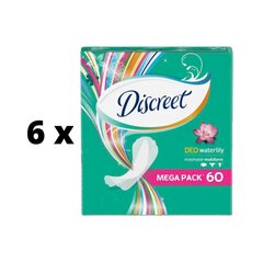 Terveyssiteet Discreet Water Lily, 60 kpl x 6 kpl paketti hinta ja tiedot | Tamponit ja terveyssiteet | hobbyhall.fi