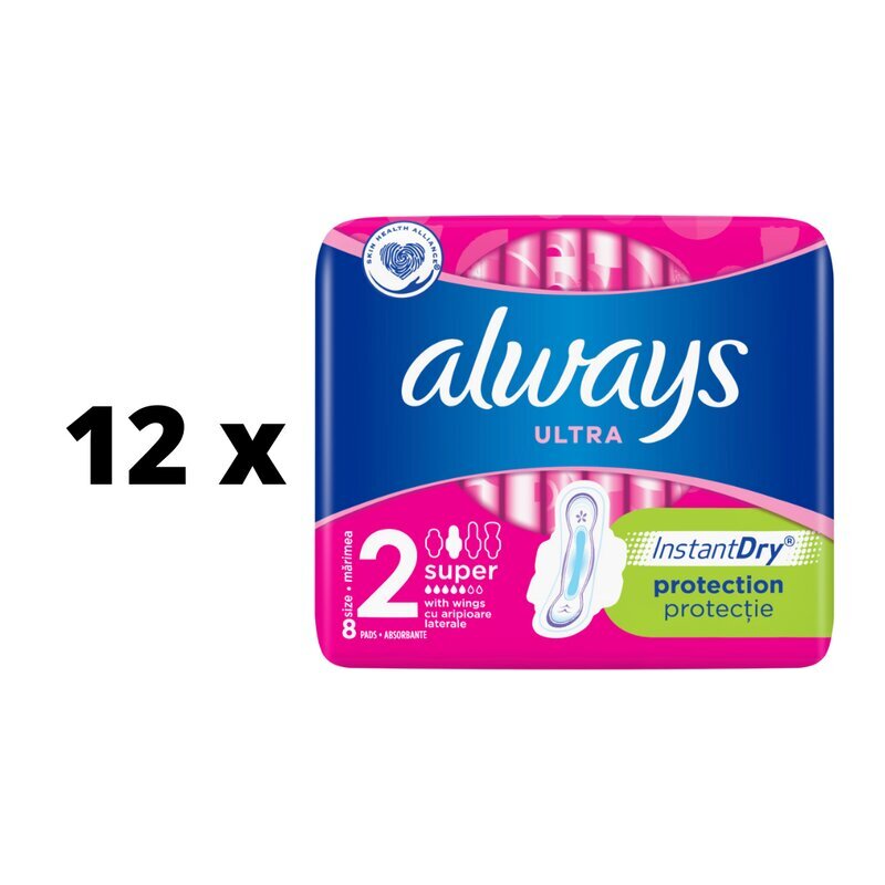 Hygieniapakkaukset Always Ultra Super Plus, 8 kpl x 12 kpl paketti hinta ja tiedot | Tamponit ja terveyssiteet | hobbyhall.fi