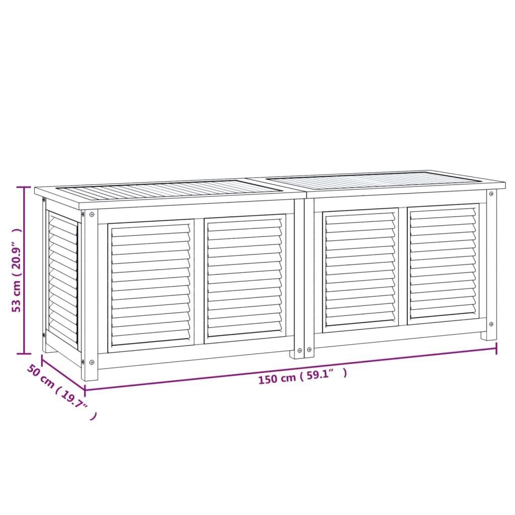 Ulkosäilytyslaatikko pussilla 150x50x53 cm täysi tiikki hinta ja tiedot | Kompostorit ja jäteastiat | hobbyhall.fi