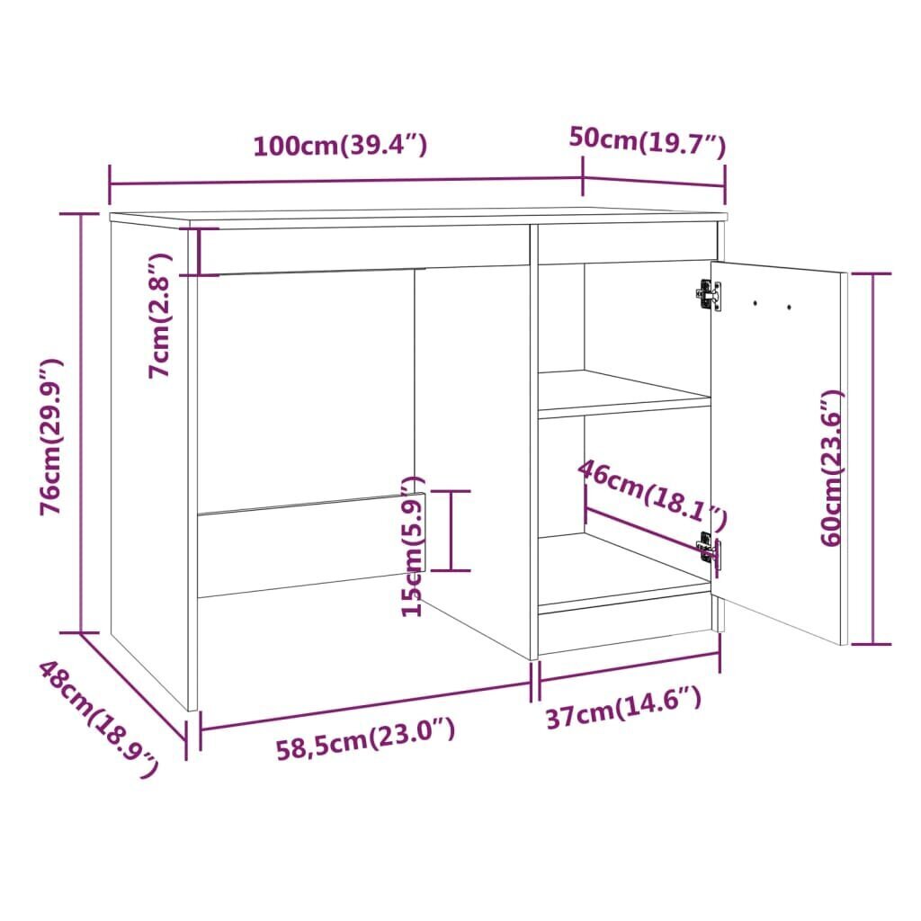 Työpöytä savutammi 100x50x76 cm tekninen puu hinta ja tiedot | Tietokonepöydät ja työpöydät | hobbyhall.fi