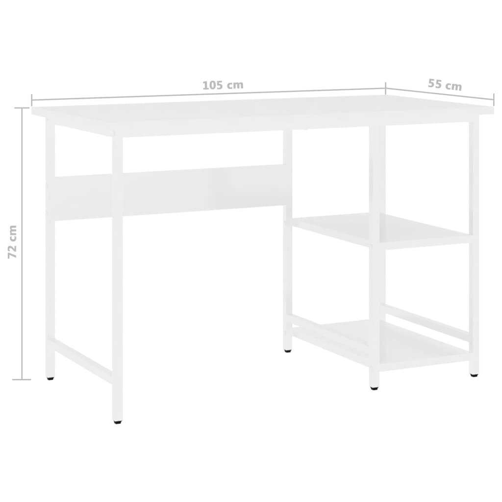 Tietokonepöytä valkoinen 105x55x72 cm MDF/metalli hinta ja tiedot | Tietokonepöydät ja työpöydät | hobbyhall.fi