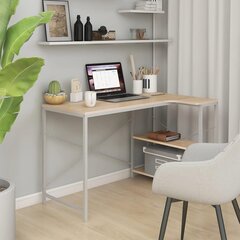 Tietokonepöytä valkoinen ja tammi 110x72x70 cm lastulevy hinta ja tiedot | Tietokonepöydät ja työpöydät | hobbyhall.fi