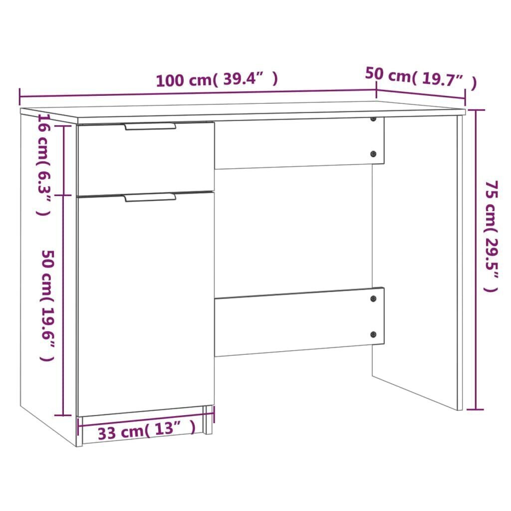 Työpöytä Sonoma-tammi 100x50x75 cm tekninen puu hinta ja tiedot | Tietokonepöydät ja työpöydät | hobbyhall.fi