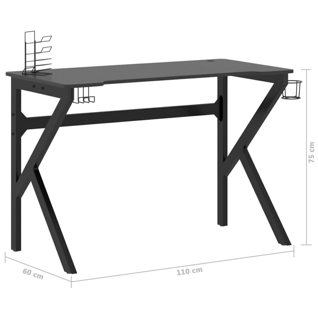 Pelipöytä K-muotoisilla jaloilla musta 110x60x75 cm hinta ja tiedot | Tietokonepöydät ja työpöydät | hobbyhall.fi