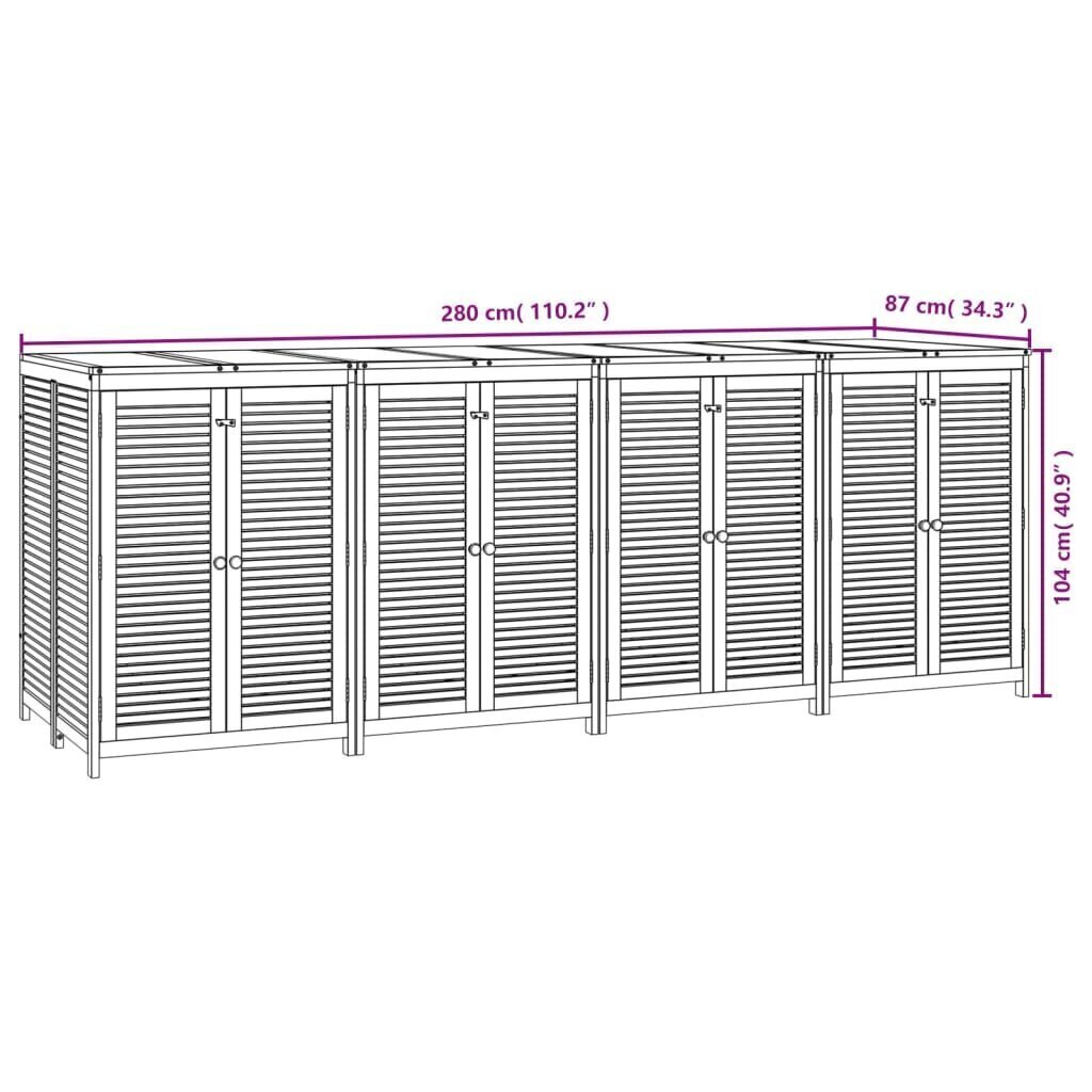 Ulkosäilytyslaatikko 280x87x104 cm täysi akasiapuu hinta ja tiedot | Kompostorit ja jäteastiat | hobbyhall.fi