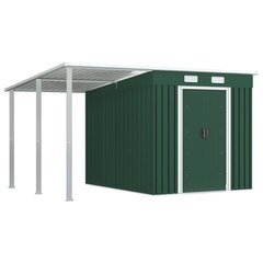 Puutarhavaja lisäkatolla vihreä 346x236x181 cm teräs hinta ja tiedot | Piharakennukset | hobbyhall.fi