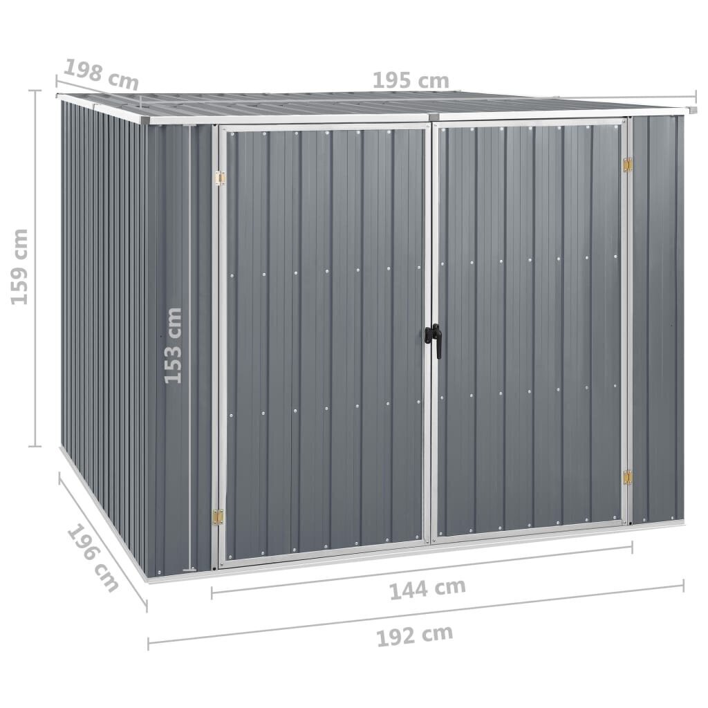 Puutarhavaja harmaa 195x198x159 cm galvanoitu teräs hinta ja tiedot | Piharakennukset | hobbyhall.fi