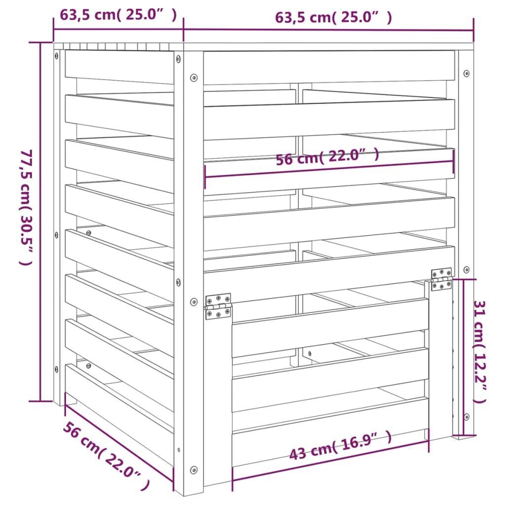 Komposti 63,5x63,5x77,5 cm täysi mänty hinta ja tiedot | Kompostorit ja jäteastiat | hobbyhall.fi