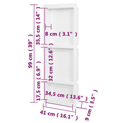 Suihkusyvennys 3 osastolla mattavalkoinen 41x99x9 cm hinta ja tiedot | Kylpyhuoneen sisustus | hobbyhall.fi