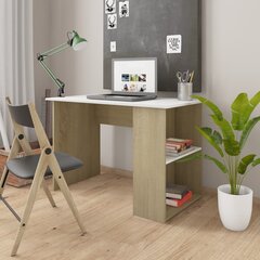 Työpöytä valkoinen ja Sonoma-tammi 110x60x73 cm lastulevy hinta ja tiedot | Tietokonepöydät ja työpöydät | hobbyhall.fi