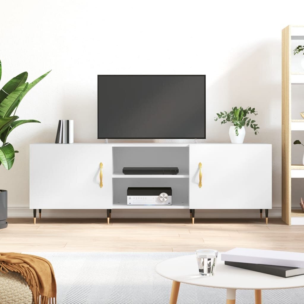 TV-taso korkeakiilto valkoinen 150x30x50 cm tekninen puu hinta ja tiedot | TV-tasot | hobbyhall.fi