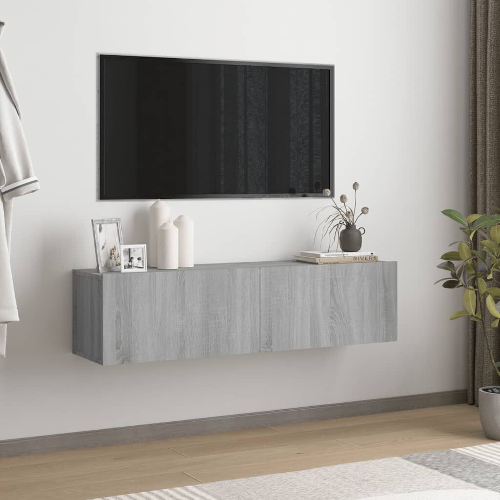 TV-seinäkaappi harmaa Sonoma 120x30x30 cm tekninen puu hinta ja tiedot | TV-tasot | hobbyhall.fi