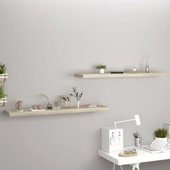 Kelluvat seinähyllyt 2 kpl tammi 120x23,5x3,8 cm MDF hinta ja tiedot | Hyllyt | hobbyhall.fi