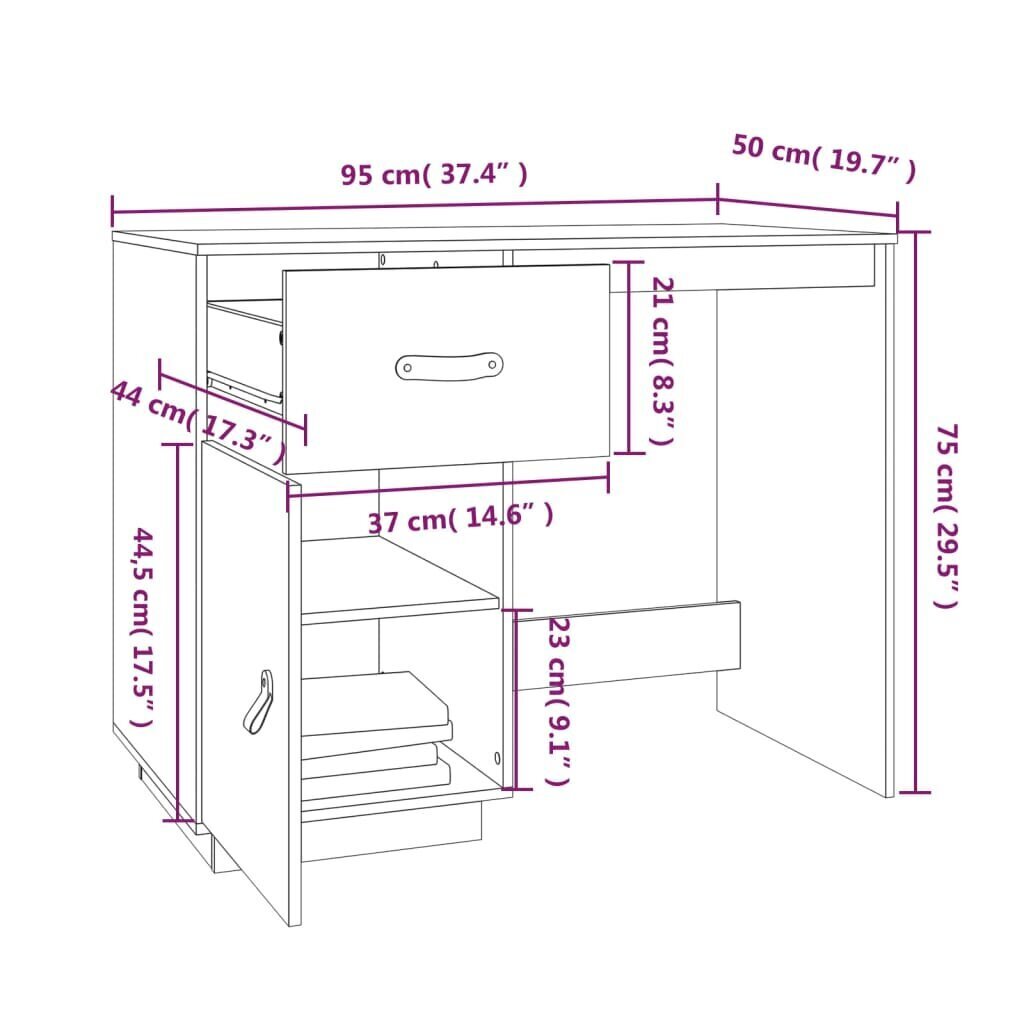 Työpöytä 95x50x75 cm täysi mänty hinta ja tiedot | Tietokonepöydät ja työpöydät | hobbyhall.fi