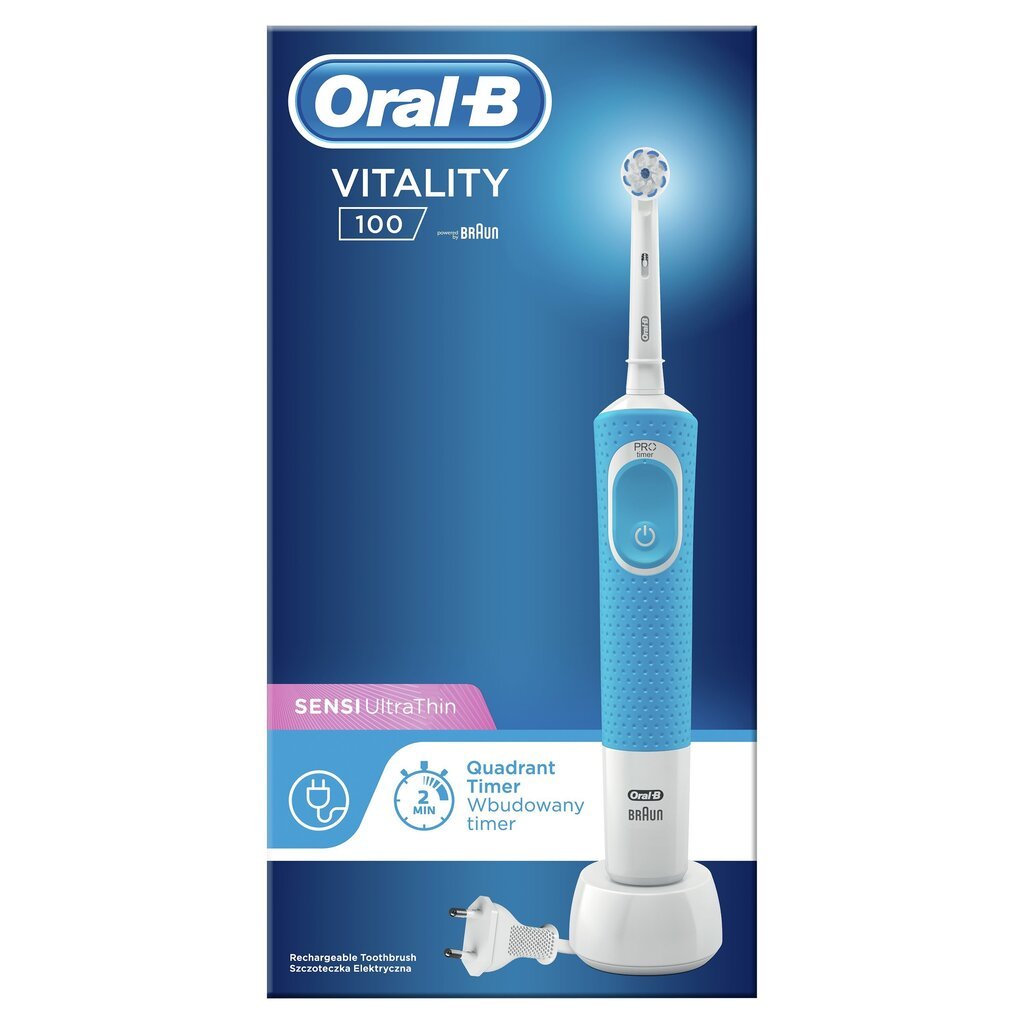 Braun Oral-B sähköhammasharja D100.413.1 Vitality Sensitive UltraThin, sininen hinta ja tiedot | Sähköhammasharjat | hobbyhall.fi