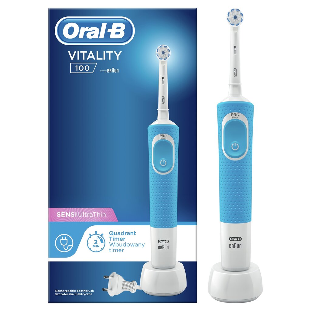 Braun Oral-B sähköhammasharja D100.413.1 Vitality Sensitive UltraThin, sininen hinta ja tiedot | Sähköhammasharjat | hobbyhall.fi