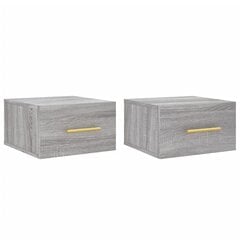 Seinäkiinnitettävät yöpöydät 2 kpl harmaa Sonoma 35x35x20 cm hinta ja tiedot | Yöpöydät | hobbyhall.fi