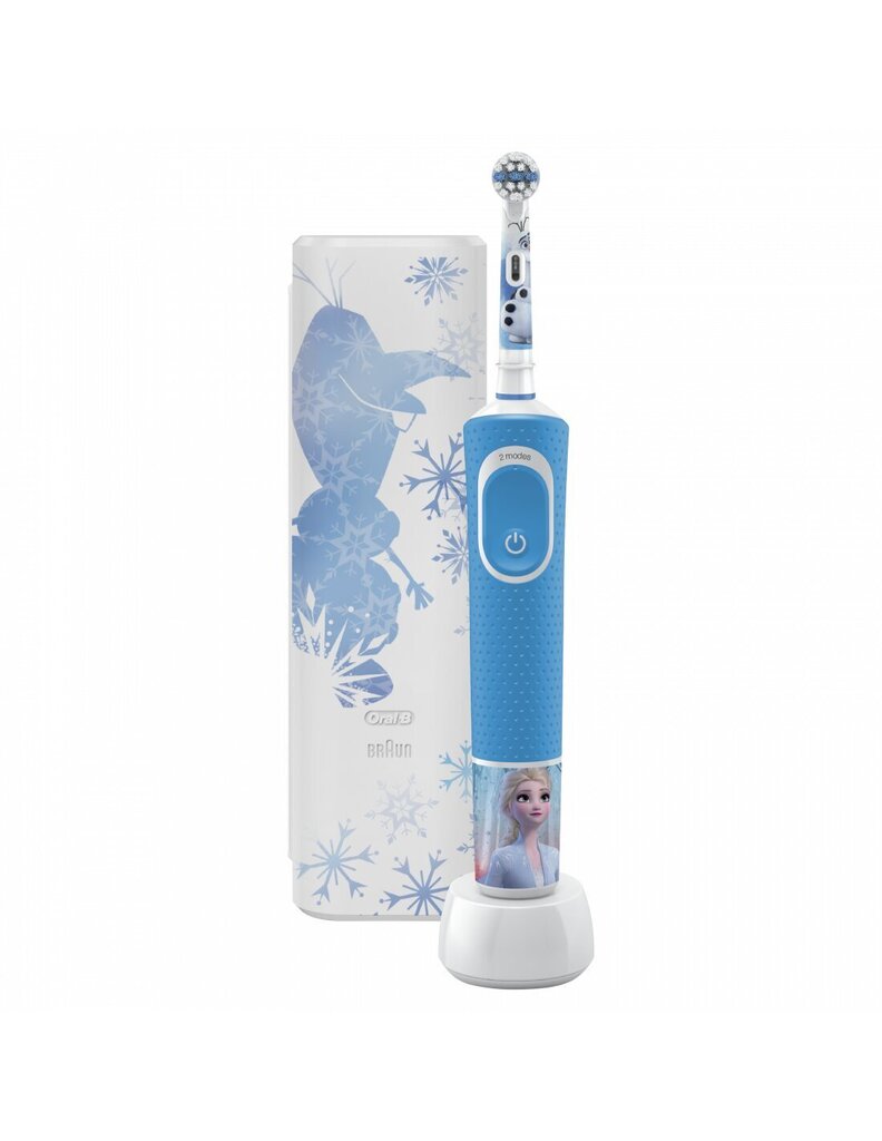 Braun Oral-B lasten sähköhammasharja D100.413.2KX Frozen II ajastimella + matkakotelo, sininen hinta ja tiedot | Sähköhammasharjat | hobbyhall.fi