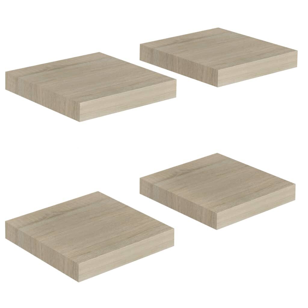 Kelluvat seinähyllyt 4 kpl tammi 23x23,5x3,8 cm MDF hinta ja tiedot | Hyllyt | hobbyhall.fi