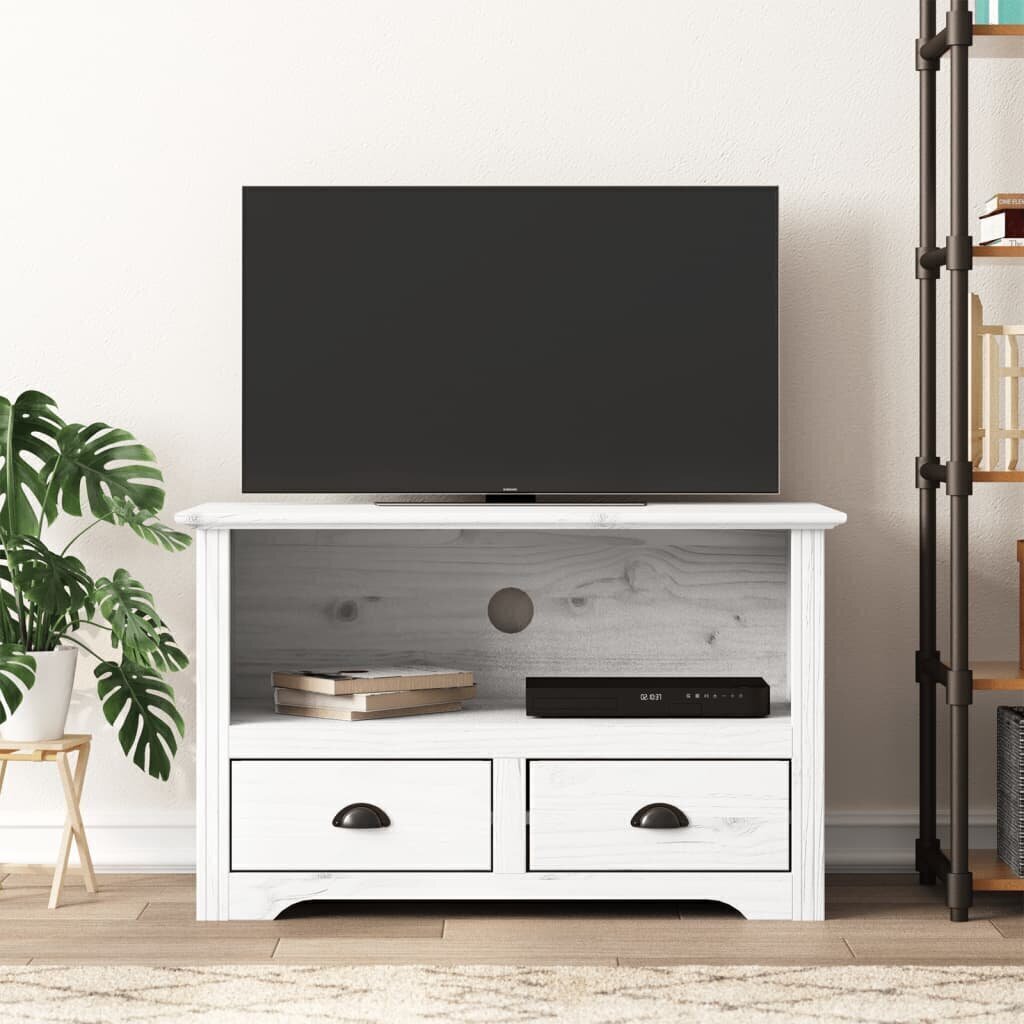 TV-taso 2 laatikolla BODO valkoinen 91x43x56 cm täysi mänty hinta ja tiedot | TV-tasot | hobbyhall.fi
