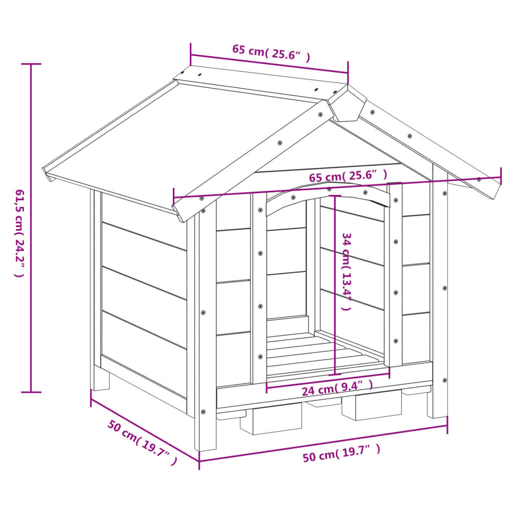 Koirankoppi ruskea 65x65x61,5 cm täysi mänty hinta ja tiedot | Pedit ja pesät | hobbyhall.fi