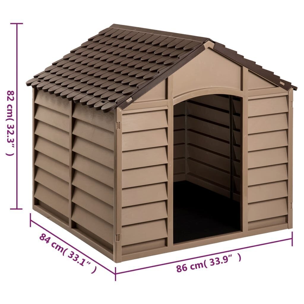 Koirankoppi ruskea 86x84x82 cm polypropeeni hinta ja tiedot | Pedit ja pesät | hobbyhall.fi