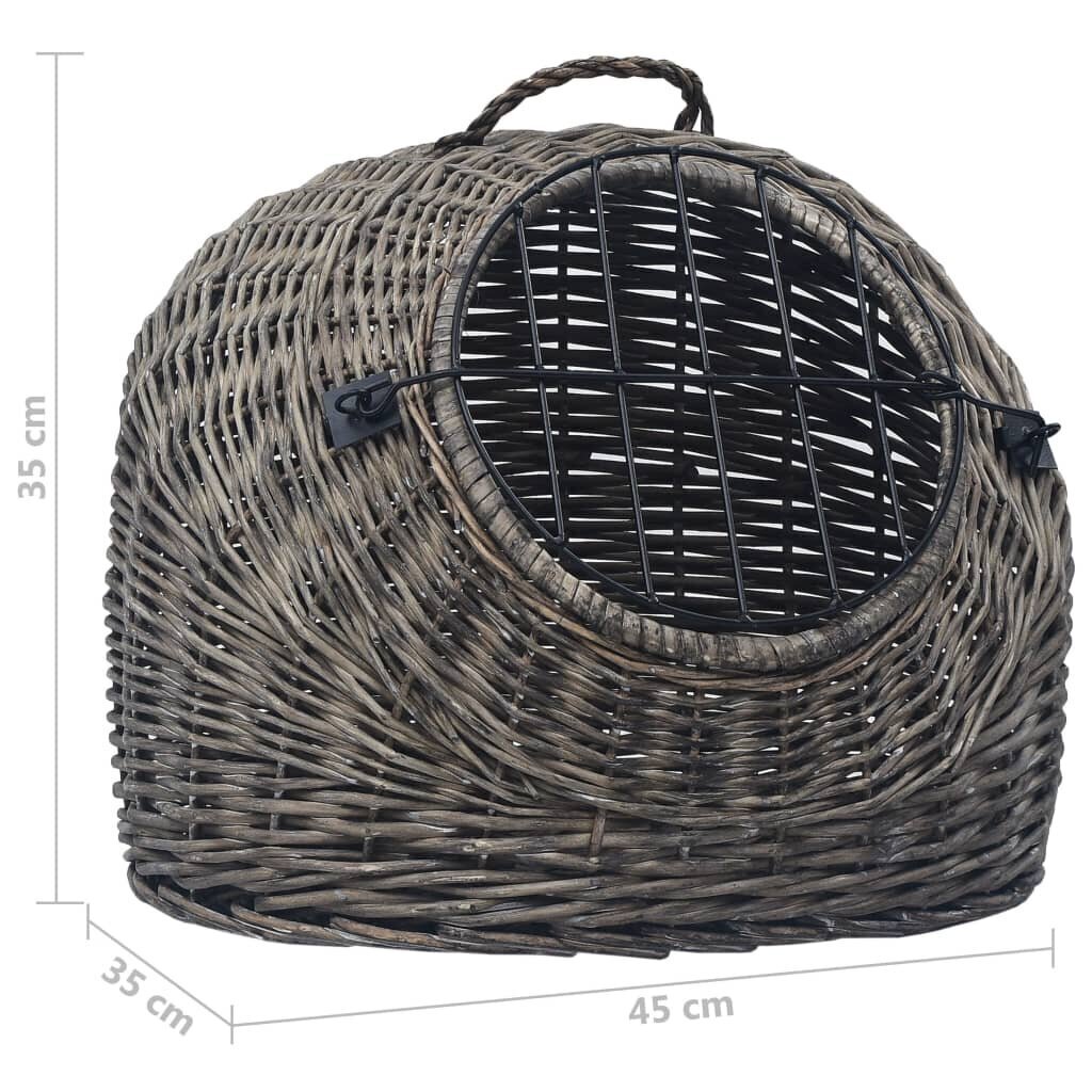 Kissan kuljetuskori harmaa 45x35x35 cm luonnollinen paju hinta ja tiedot | Kuljetushäkit ja kuljetuslaatikot | hobbyhall.fi