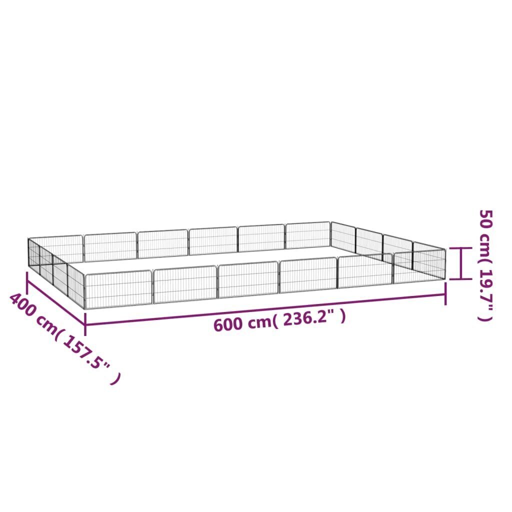 Koiranhäkki 20 paneelia musta 100x50 cm jauhemaalattu teräs hinta ja tiedot | Pedit ja pesät | hobbyhall.fi