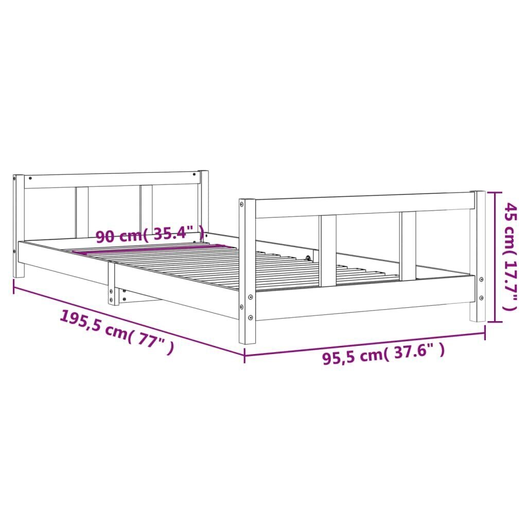 Lasten sängynrunko 90x190 cm täysi mänty hinta ja tiedot | Lastensängyt | hobbyhall.fi