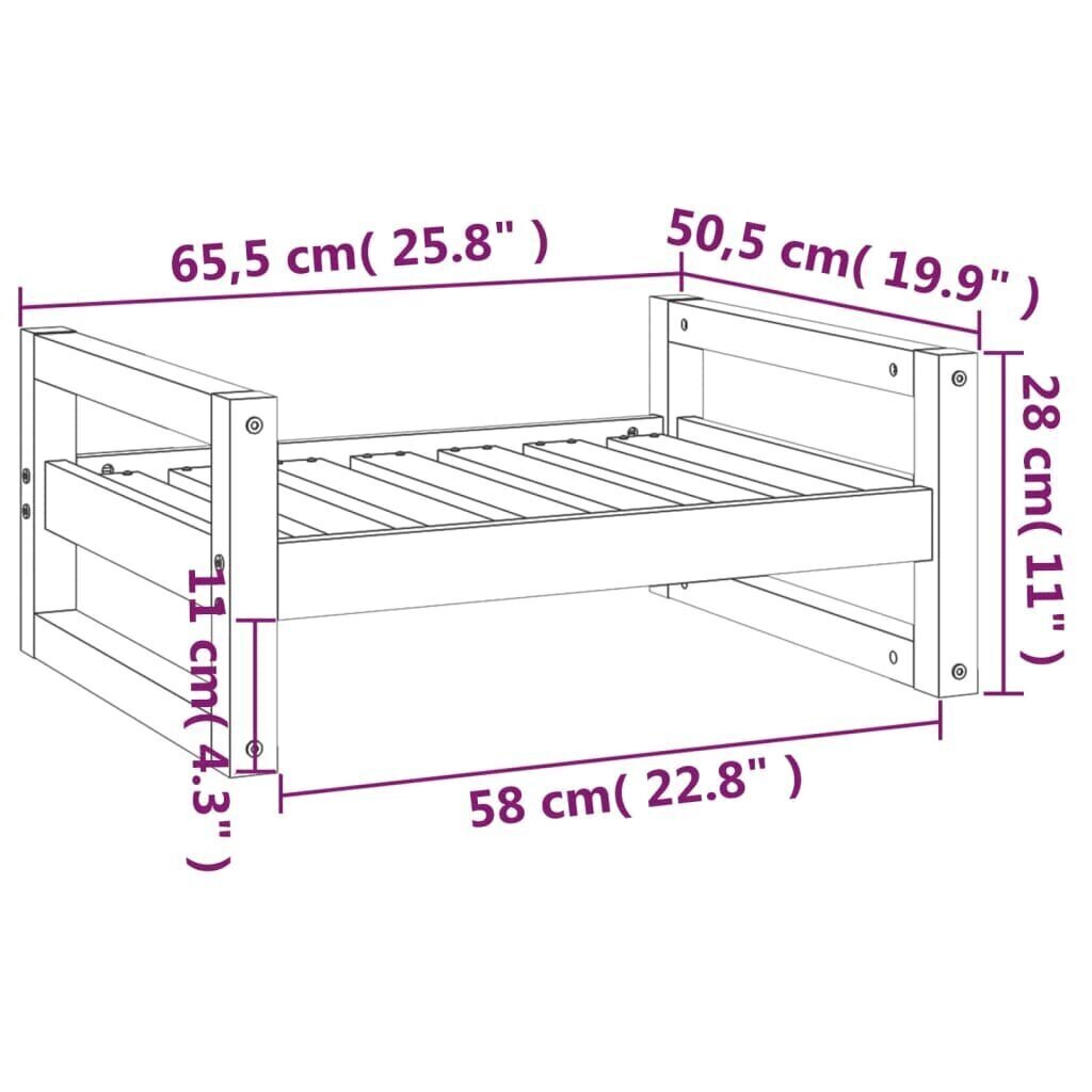 Koiransänky harmaa 65,5x50,5x28 cm täysi mänty hinta ja tiedot | Pedit ja pesät | hobbyhall.fi