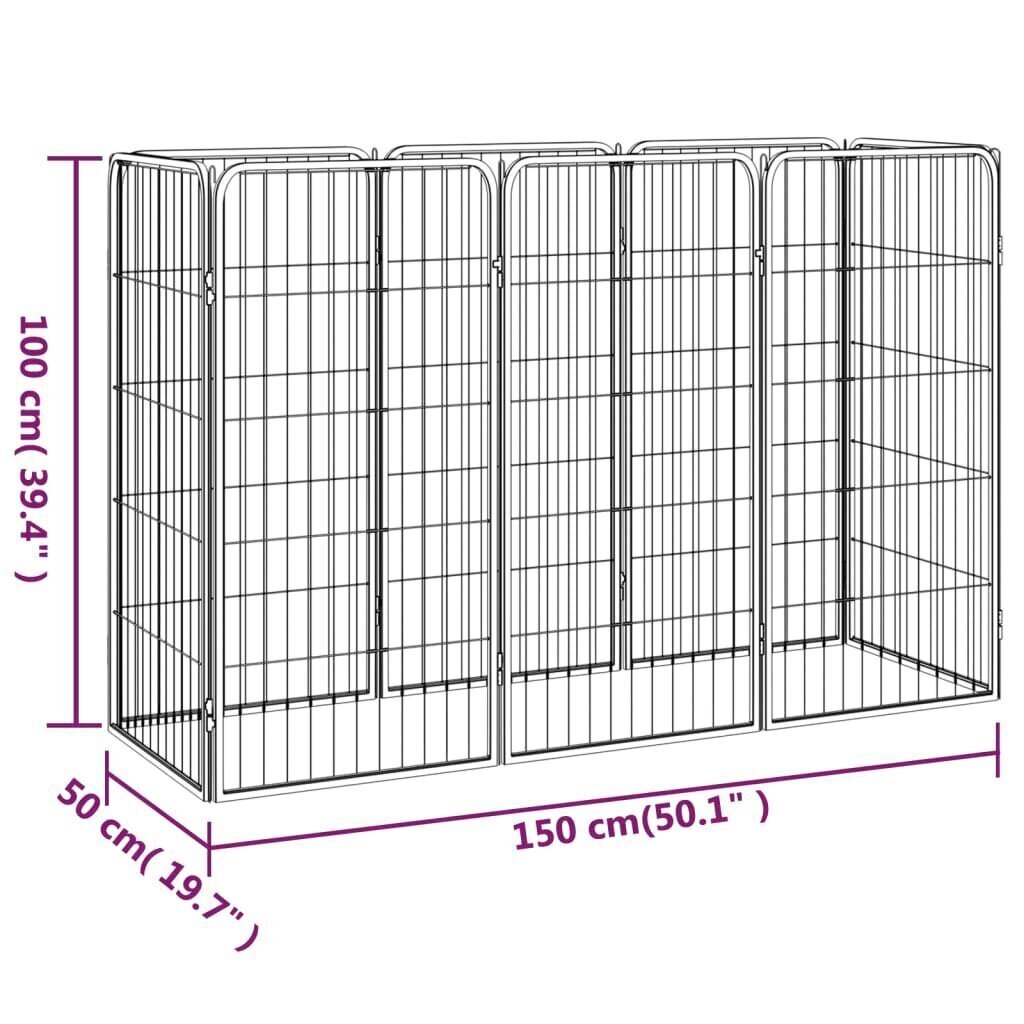 Koiranhäkki 8 paneelia musta 50x100 cm jauhemaalattu teräs hinta ja tiedot | Pedit ja pesät | hobbyhall.fi