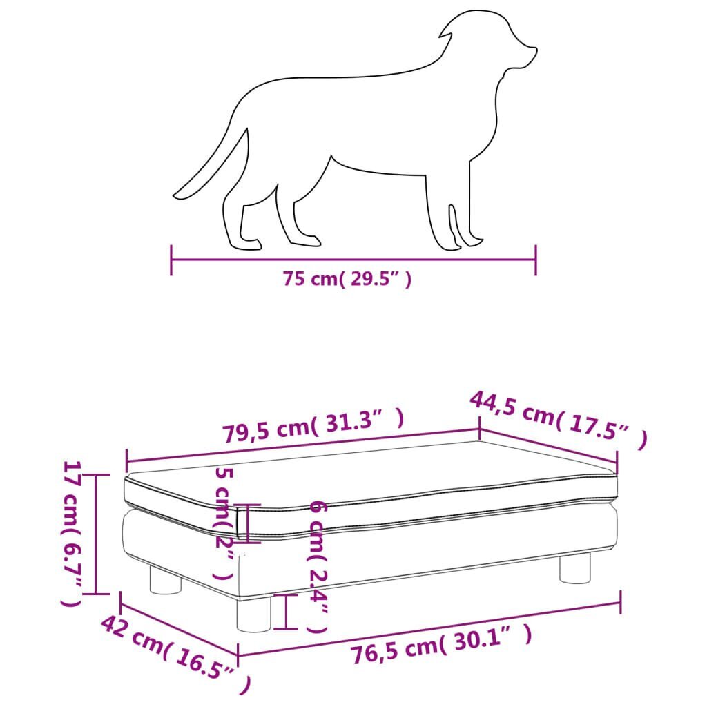 Nahkainen koiransänky jatkeella , 100x50x30 cm, musta hinta ja tiedot | Pedit ja pesät | hobbyhall.fi