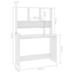 Työpöytä hyllyillä valkoinen 110x45x157 cm lastulevy hinta ja tiedot | Tietokonepöydät ja työpöydät | hobbyhall.fi