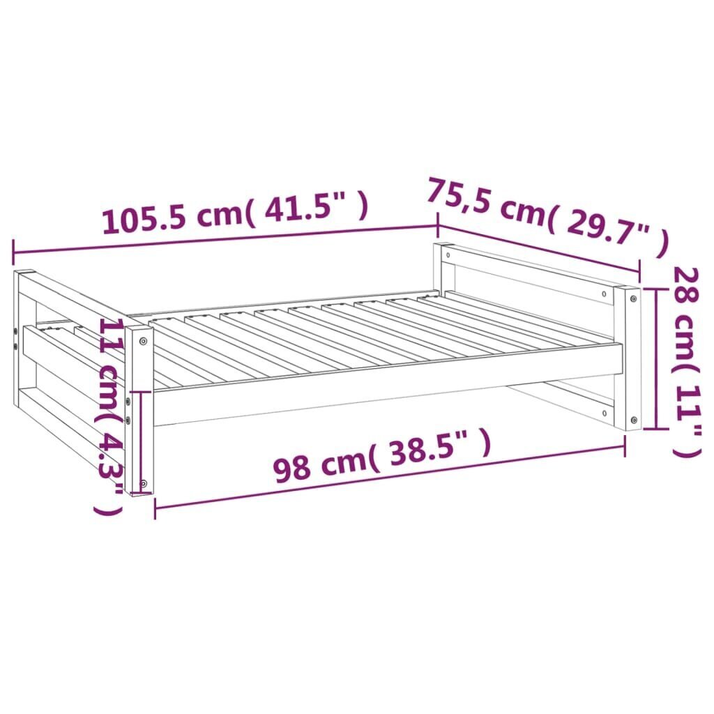 Koiransänky 105,5x75,5x28 cm täysi mänty hinta ja tiedot | Pedit ja pesät | hobbyhall.fi