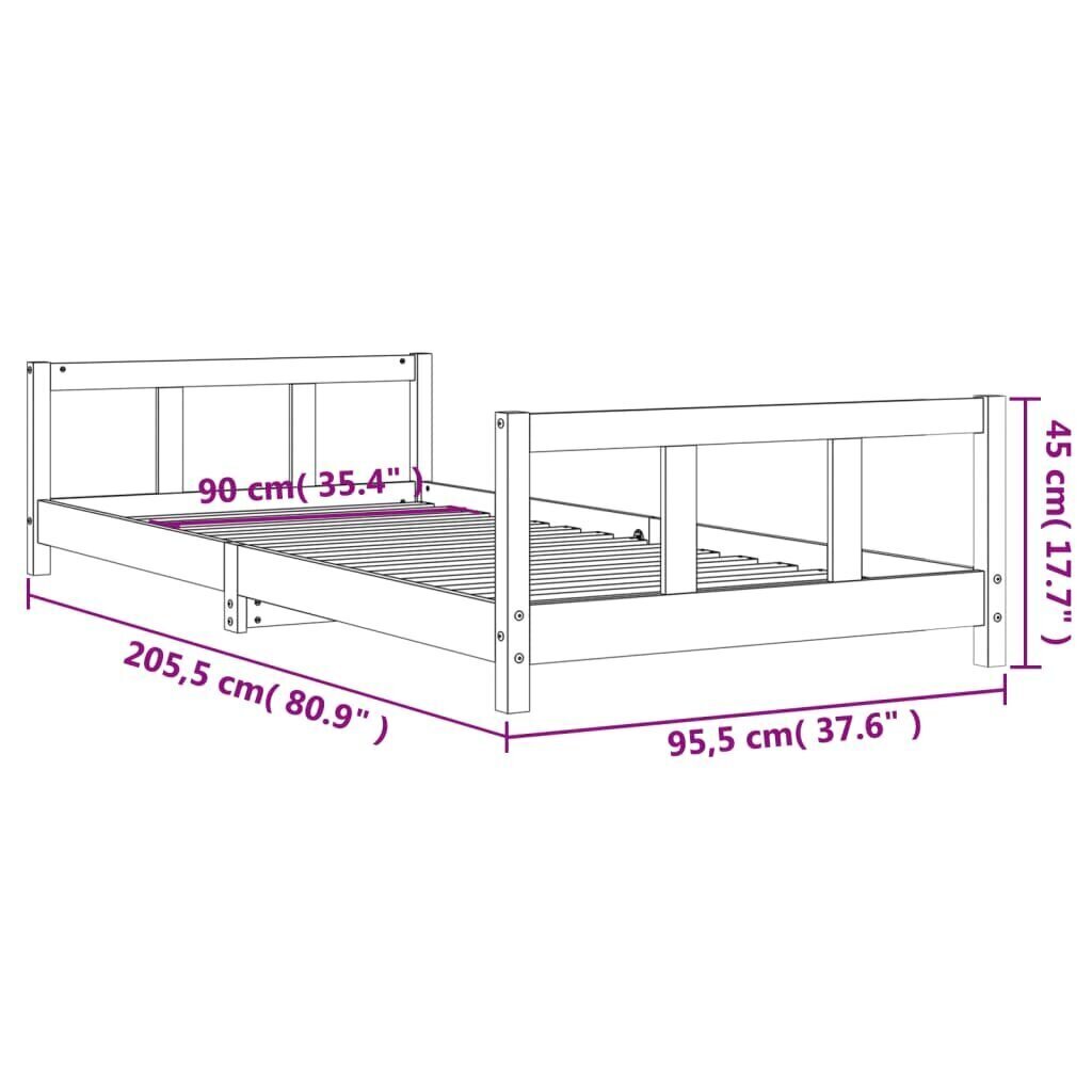 Lasten sängynrunko musta 90x200 cm täysi mänty hinta ja tiedot | Lastensängyt | hobbyhall.fi