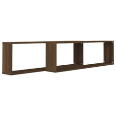 Seinäkuutiohyllyt 2 kpl ruskea tammi 100x15x30 cm tekninen puu hinta ja tiedot | Hyllyt | hobbyhall.fi