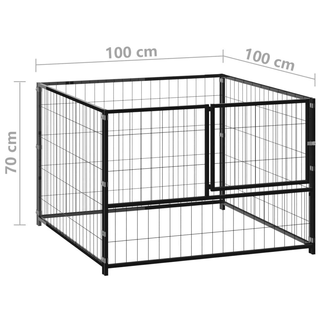 Koiranhäkki musta 100x100x70 cm teräs hinta ja tiedot | Pedit ja pesät | hobbyhall.fi