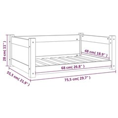 Koiransänky 75,5x55,5x28 cm täysi mänty hinta ja tiedot | Pedit ja pesät | hobbyhall.fi