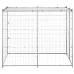 Koiran ulkohäkki katolla galvanoitu teräs 110x220x180 cm hinta ja tiedot | Pedit ja pesät | hobbyhall.fi