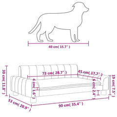 Samettisänky koirille , 90x53x30 cm, harmaa hinta ja tiedot | Pedit ja pesät | hobbyhall.fi