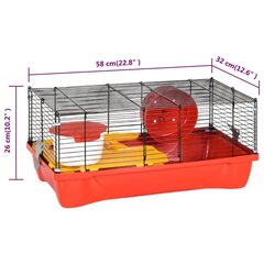 Hamsterin häkki punainen 58x32x36 cm polypropeeni ja metalli hinta ja tiedot | Kuljetushäkit ja kuljetuslaatikot | hobbyhall.fi