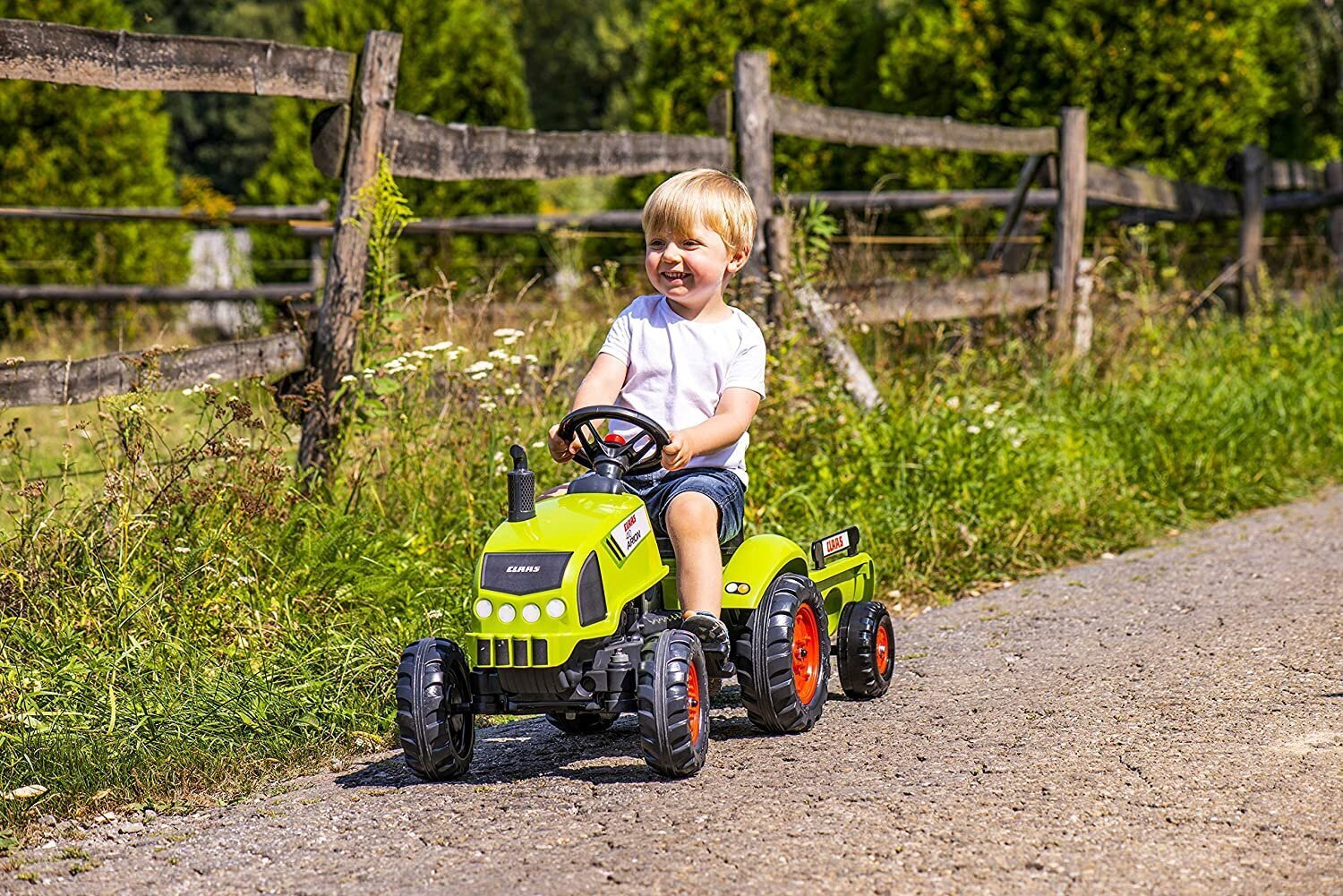 Polkutraktori perävaunulla Falk Claas Arion 2041C, vihreä hinta ja tiedot | Poikien lelut | hobbyhall.fi