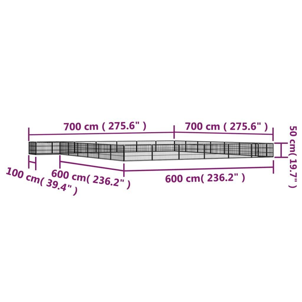 Koiranhäkki 28 paneelia musta 100x50 cm jauhemaalattu teräs hinta ja tiedot | Pedit ja pesät | hobbyhall.fi