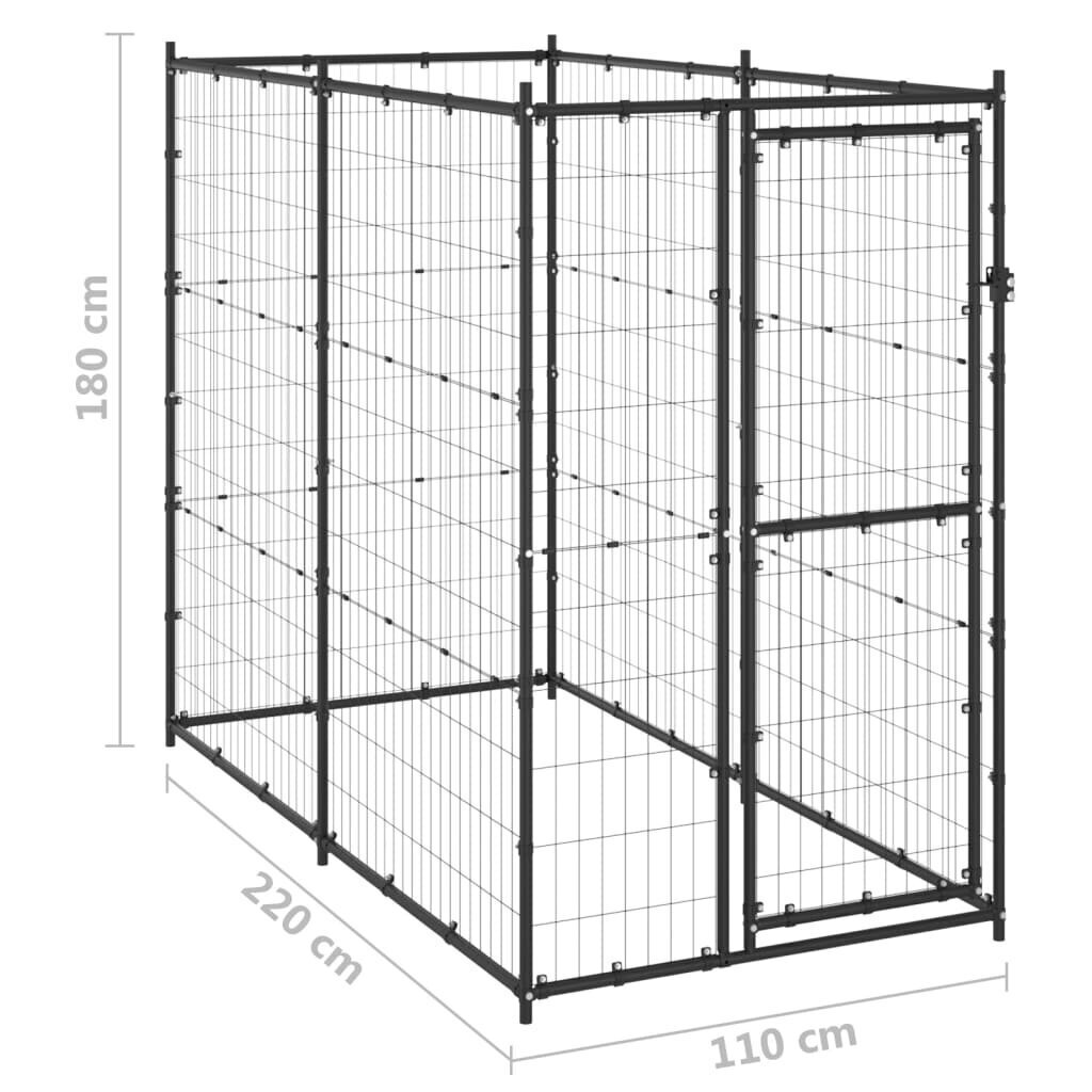 Koiran ulkohäkki teräs 110x220x180 cm hinta ja tiedot | Pedit ja pesät | hobbyhall.fi